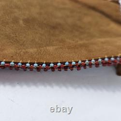 Vintage NATIVE AMERICAN BEADED LEATHER TOBACCO BAG MEDICINE POUCH
