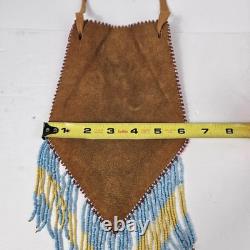 Vintage NATIVE AMERICAN BEADED LEATHER TOBACCO BAG MEDICINE POUCH