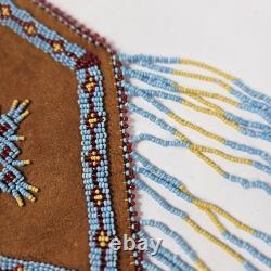 Vintage NATIVE AMERICAN BEADED LEATHER TOBACCO BAG MEDICINE POUCH