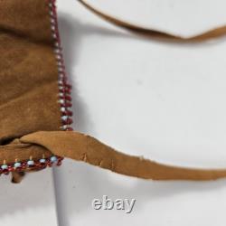 Vintage NATIVE AMERICAN BEADED LEATHER TOBACCO BAG MEDICINE POUCH