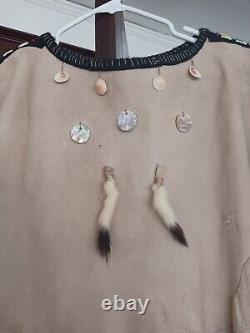 Vintage NATIVE AMERICAN Plains Buckskin Dress Handmade Ermine Beaded And Fringed