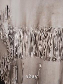 Vintage NATIVE AMERICAN Plains Buckskin Dress Handmade Ermine Beaded And Fringed