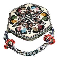 Vintage Native American 6 Sided Beaded Purse Marked 1938