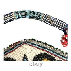 Vintage Native American 6 Sided Beaded Purse Marked 1938