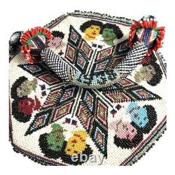 Vintage Native American 6 Sided Beaded Purse Marked 1938