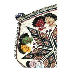 Vintage Native American 6 Sided Beaded Purse Marked 1938