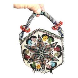 Vintage Native American 6 Sided Beaded Purse Marked 1938