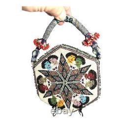 Vintage Native American 6 Sided Beaded Purse Marked 1938
