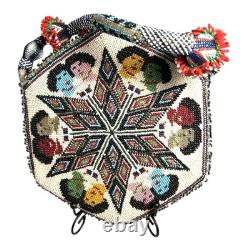 Vintage Native American 6 Sided Beaded Purse Marked 1938