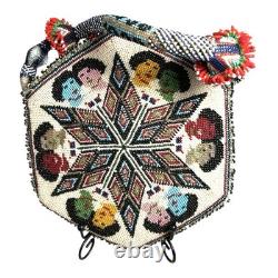 Vintage Native American 6 Sided Beaded Purse Marked 1938
