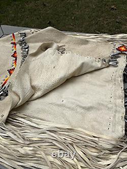 Vintage Native American Apache Beaded Leather Dress With Tin Cones