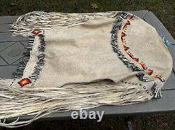 Vintage Native American Apache Beaded Leather Dress With Tin Cones