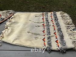 Vintage Native American Apache Beaded Leather Dress With Tin Cones