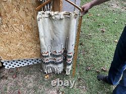 Vintage Native American Apache Beaded Leather Dress With Tin Cones