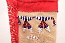 Vintage Native American Apache Indian Pictorial Leather Beaded Quiver W Arrows