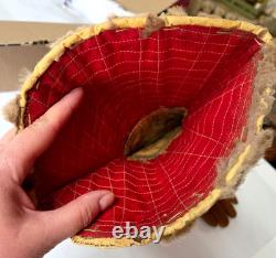 Vintage Native American BEADED GAUNTLET GLOVES 13 Deerskin Suede