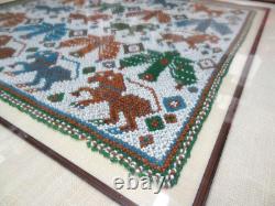 Vintage Native American Bead Art Framed & Matted Horses 16 X 16