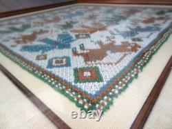 Vintage Native American Bead Art Framed & Matted Horses 16 X 16