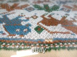 Vintage Native American Bead Art Framed & Matted Horses 16 X 16