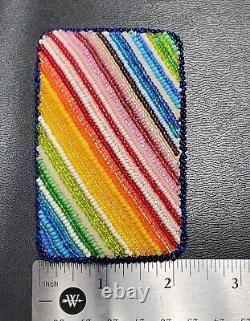 Vintage Native American Beaded Belt Buckle Rainbow Pride Custom Made 1970s