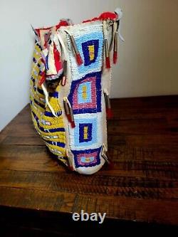 Vintage Native American Beaded Buckskin Possible Bag Very Nice Piece