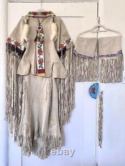 Vintage Native American Beaded Dance Powwow Regalia With Abalone Shells