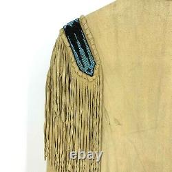 Vintage Native American Beaded Deerskin Jacket Fringe Tooth Claw Button Handmade