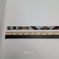 Vintage Native American Beaded Headband Strip 27 Geometric Mid Century
