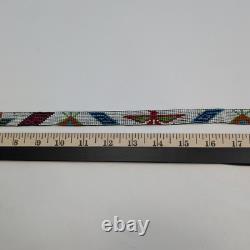Vintage Native American Beaded Headband Strip 27 Geometric Mid Century