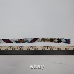 Vintage Native American Beaded Headband Strip 27 Geometric Mid Century