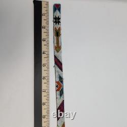 Vintage Native American Beaded Headband Strip 27 Geometric Mid Century