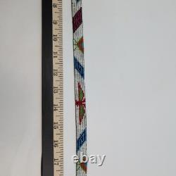 Vintage Native American Beaded Headband Strip 27 Geometric Mid Century