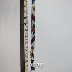 Vintage Native American Beaded Headband Strip 27 Geometric Mid Century