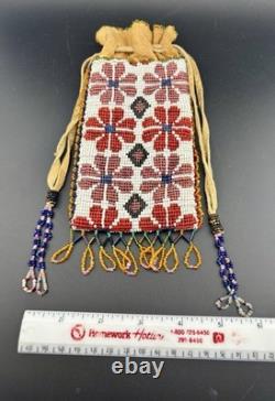 Vintage Native American Beaded Leather Bag