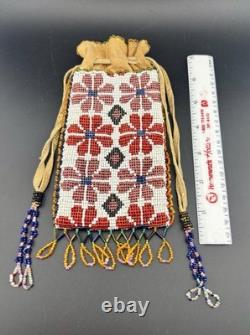 Vintage Native American Beaded Leather Bag