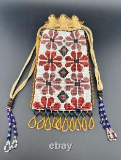 Vintage Native American Beaded Leather Bag