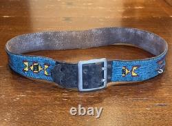 Vintage Native American Beaded Leather Belt 35