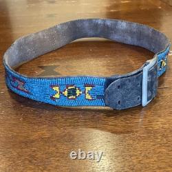 Vintage Native American Beaded Leather Belt 35