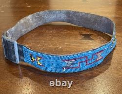 Vintage Native American Beaded Leather Belt 35