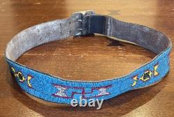 Vintage Native American Beaded Leather Belt 35