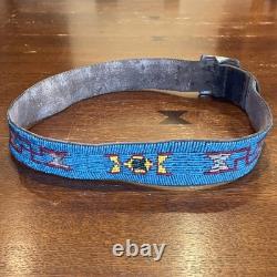 Vintage Native American Beaded Leather Belt 35