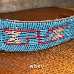 Vintage Native American Beaded Leather Belt 35