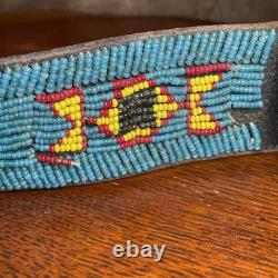 Vintage Native American Beaded Leather Belt 35