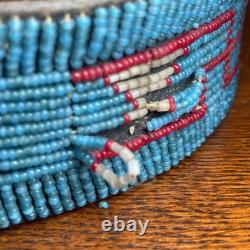 Vintage Native American Beaded Leather Belt 35