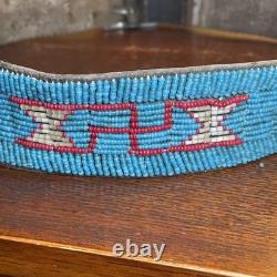 Vintage Native American Beaded Leather Belt 35