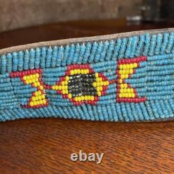 Vintage Native American Beaded Leather Belt 35