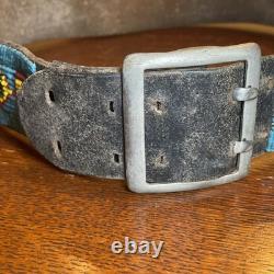 Vintage Native American Beaded Leather Belt 35