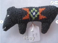 Vintage Native American Beaded Leather Fetish, Bear Amulet, Sb-1024b-304 Vintage Native American Beaded Leather Fetish, Bear Amulet, Sb-1024b-304