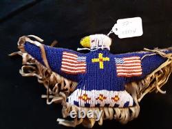 Vintage Native American Beaded Leather Fetish, Eagle Amulet, Sd-112408574