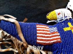 Vintage Native American Beaded Leather Fetish, Eagle Amulet, Sd-112408574